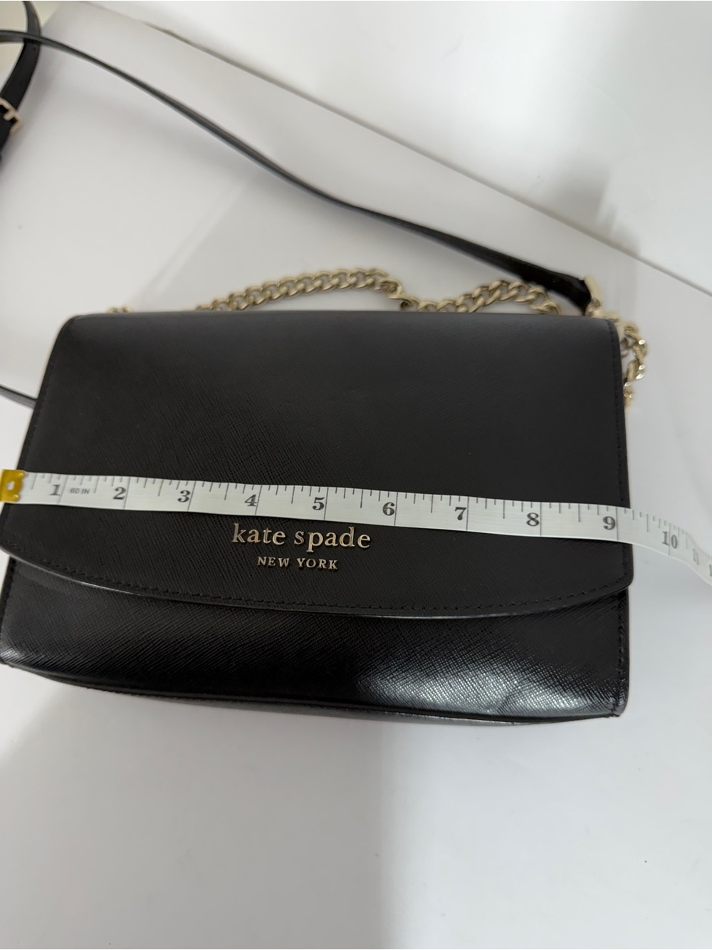 Kate Spade Womens Carson Saffiano Leather Flap Crossbody Bag Black Casual Chic - Picture 9 of 10